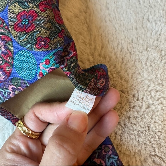 Vintage Perry Ellis Handmade Floral Artsy Abstract Printed Silk Print Mens‎ Tie - Picture 4 of 5